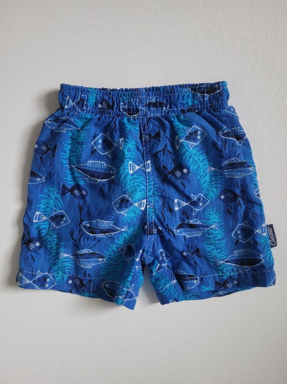 Carter's Blue Tropical Fish Swim Shorts Mesh Lining 12m